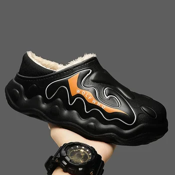  Парные тапочки с принтом Высокое качество Мужская мягкая водонепроницаемая домашняя обувь EVA Женские теплые хлопковые сандалии Мужская мода Домашние слайды