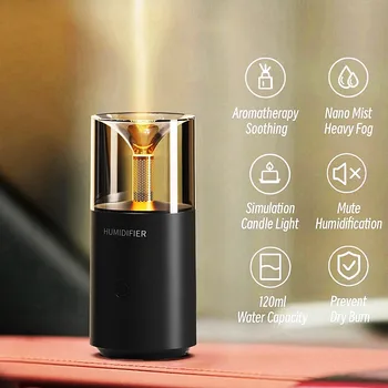  Candlelight Ароматический диффузор USB Электрический ультразвуковой туман Увлажнитель воздуха для домашнего автомобиля Мини аромат Эфирное масло Диффузор