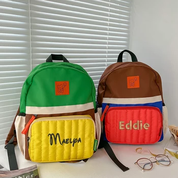  Персонализированные вышитые детские рюкзаки для девочек Рюкзак для мальчиков Детский сад Начальная школа пользовательское название Книжная сумка для детей