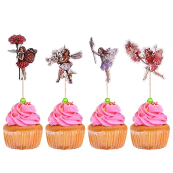 Fairy Topper Кекс Украшения для торта Цветочная вечеринка Зубочистки Топперы Товары для девочек на день рождения