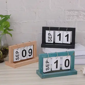 Скандинавский простой стиль Flip Standing Desk Calendar Многоцветный деревянный Украшение для домашнего офиса Страница календаря