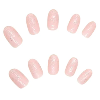  Розовые овальные накладные ногти для девочек с несколькими размерами, чтобы выбрать изящное украшение для ногтей для девочек и женщин