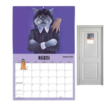 2024 Настенный календарь кошек Scaredy Cat Ежемесячный календарь Милый Scaredy Cat Настенный ежемесячный календарь для планирования, организации и ежедневного