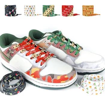 1Пара плоских шнурков 120 см для кроссовок Рождественский декор Шнурки для обуви Цвет обуви Шнурки для обуви Классические мягкие шнурки