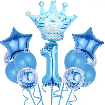 9 шт. Принцесса Корона Фольга Латексные Воздушные Шары С Днем Рождения Свадебная Вечеринка Детские Украшения Для Душа Средний Розовое Золото Розовый Синий