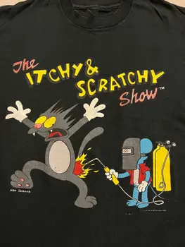 The Itchy and Scratchy Show Черная футболка унисекс YI3019 с длинными рукавами