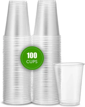  Пластиковые одноразовые прозрачные прочные стаканчики для питья (100 штук), прозрачные одноразовые пластиковые чайные чашки Кофейные чашки Украшение вечеринки по случаю дня рождения