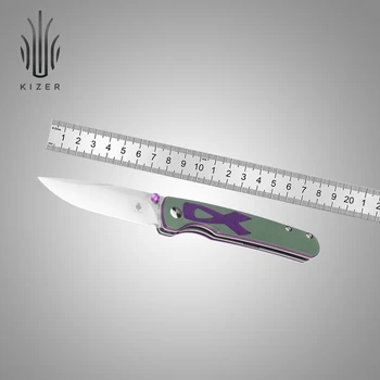 Kizer Survival Knife V3633C1 Fighter 2023 Новая фиолетово-зеленая рукоятка G10 со стальным лезвием 154 см Уличные охотничьи ножи