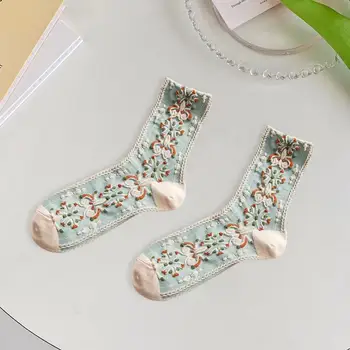 Осенне-зимние носки-трубки Стильные женские эластичные теплые носки с жаккардовым дизайном в стиле ретро для осенне-зимних праздников