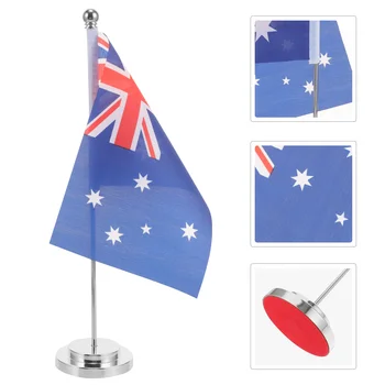 1 Набор настольного флага Декор Настольный флаг Украшение Австралийский флаг с подставкой Настольный флаг для DIY