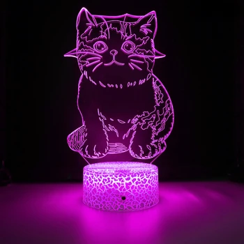 Nighdn Ночник Cat 3D Иллюзия Настольная лампа 7 цветов Изменение USB Светодиодный ночник Детская комната Украшение дома День рождения Рождественский подарок