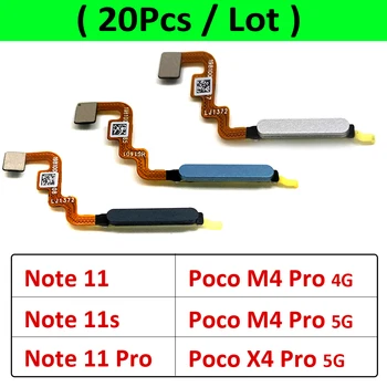 20 шт. Оригинальный датчик отпечатков пальцев Главная клавиша возврата Кнопка меню Гибкий кабель для Xiaomi Poco M4 X4 Pro Redmi Note 11 11s 4G 5G