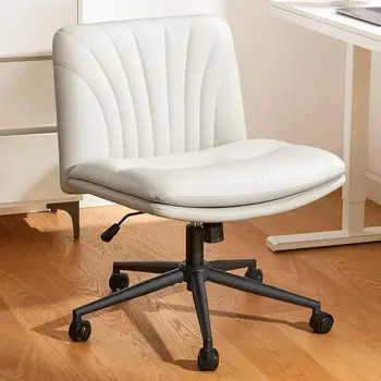 Marsail Офисный рабочий стул без подлокотников с колесиками: широкий стул из искусственной кожи с крестообразными ножками, удобный регулируемый поворотный компьютер Task Ch