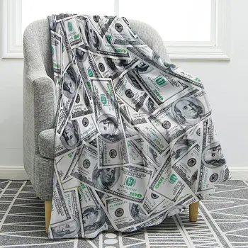 100 Dollar Bill Money Ультра мягкое одеяло для детей и взрослых Флисовое одеяло для кровати и дивана Теплое пушистое одеяло Уютное