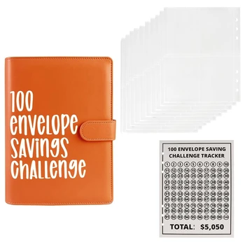 1Set 100 Envelope Challenge Binder Простой и увлекательный способ сэкономить 5,050 Задачи по экономии Переплет для бюджетных книг + Конверт с наличными