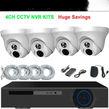 4 шт. Купольные камеры 4CH NVR Kit CCTV Surveillance Security Camera System