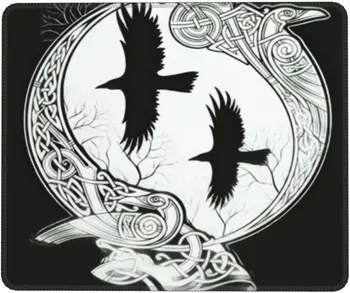 Odin Viking Norse Мифология Черный Ворон Ворона Коврик для мыши Украшение для компьютера Подходит для игр Рабочий офисный ноутбук