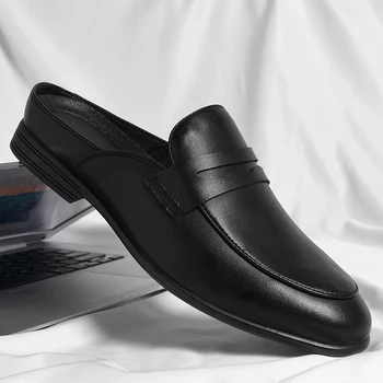 Мужская обувь из натуральной кожи Летняя повседневная сандалия ручной работы из коровьей кожи Дышащие получешки для мужчин Мокасины