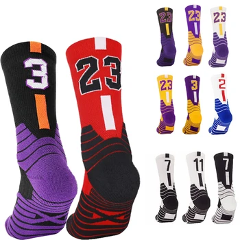 Баскетбол Модные носки Мужчина Длинные На открытом воздухе Дышащие Спортивные Носки Противоскользящие Профессиональные Велосипедные Носки Баскетбольные Номера Носки