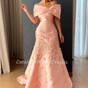Роскошное выпускное платье русалки с открытыми плечами розовое вечернее платье с вышивкой ручной работы Саудовская Аравия Женское вечернее платье 2024