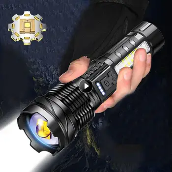 LED Высокая мощность Лазерный Зум Тактический Фонарик USB Перезаряжаемый Портативный Вспышка Фонарик Кемпинг Рыбалка Сильный Свет Наружные фонари
