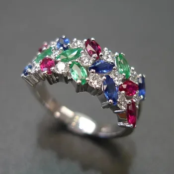 Новое модное красочное кольцо на палец CZ для женщин Bling Bling Модные женские кольца Свадьба Помолвка Роскошные ювелирные изделия