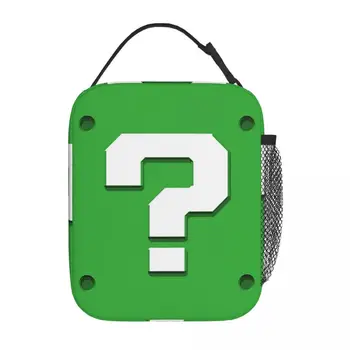  Зеленый блок вопросов Аксессуары Изолированная сумка для обеда для школы Офисная коробка для еды Портативный термокулер Ланч-бокс