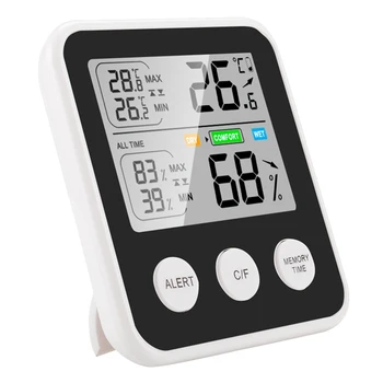 Измеритель температуры и влажности в помещении Метеостанция Главная гостиная Спальня Мини-термометр Монитор влажности Черный