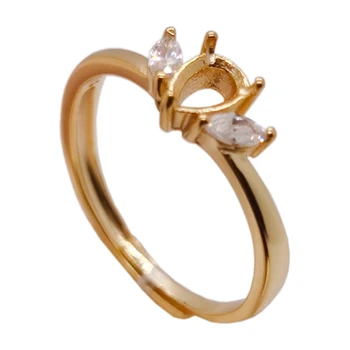 4 мм * 6 мм грушевидная огранка драгоценный камень оправа оправа кольца 18-каратное золото 925 пробы серебряные кольца основы для изготовления ювелирных изделий
