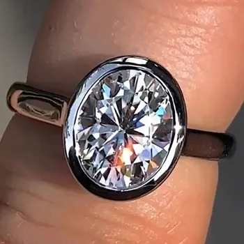 Твердое 10-каратное кольцо из белого золота для женщин и годовщины свадьбы 1 2 3 4 5 карат овальное кольцо с бриллиантами из муассанита, роскошное модное