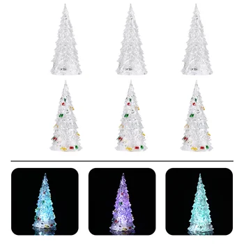 6Pcs Светодиодная светящаяся рождественская елка акриловая мини-рождественская елка Декор рабочего стола
