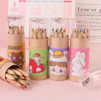 Детские цветные карандаши, студенческие ручки для граффити, цветные свинцовые кисти, короткие 12 цветов